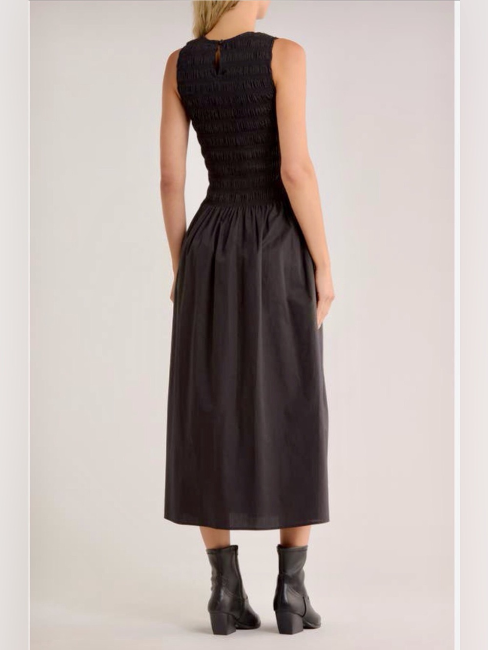 rag & bone /Lane Navy Sleeveless Smocked Cotton Maxi Dress - Sz. M - Picture 4 of 16